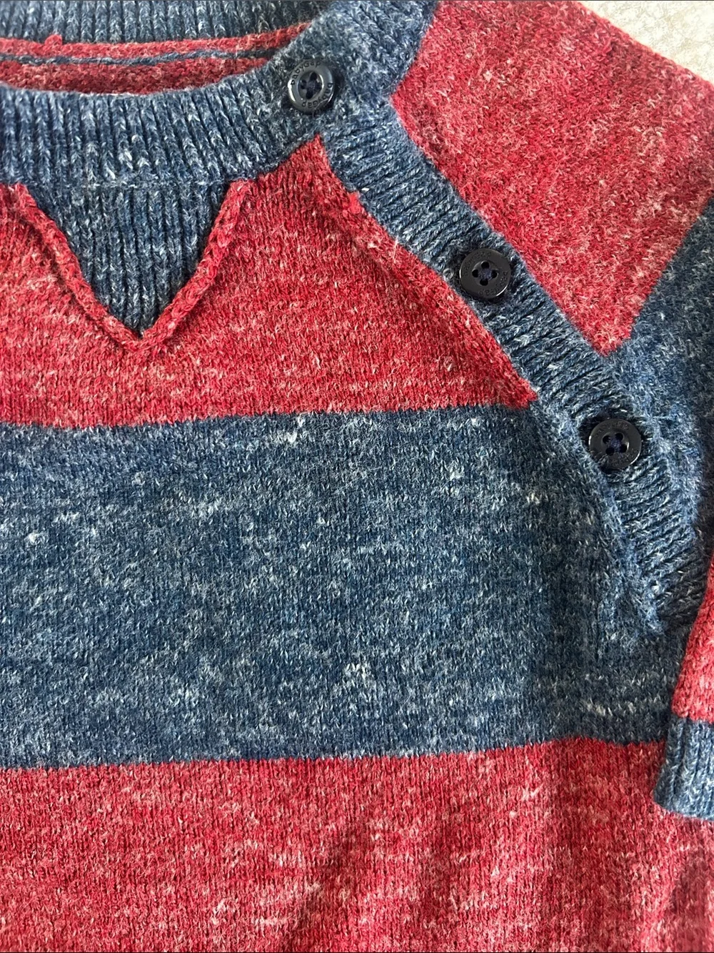 GAP Red & Navy Striped Knit Baby Footie